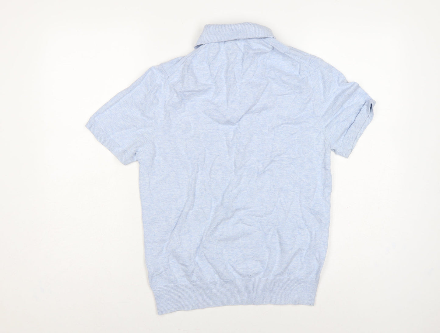Ben Sherman Men's Blue Cotton Logo Short Sleeve Knit Polo Shirt Size S