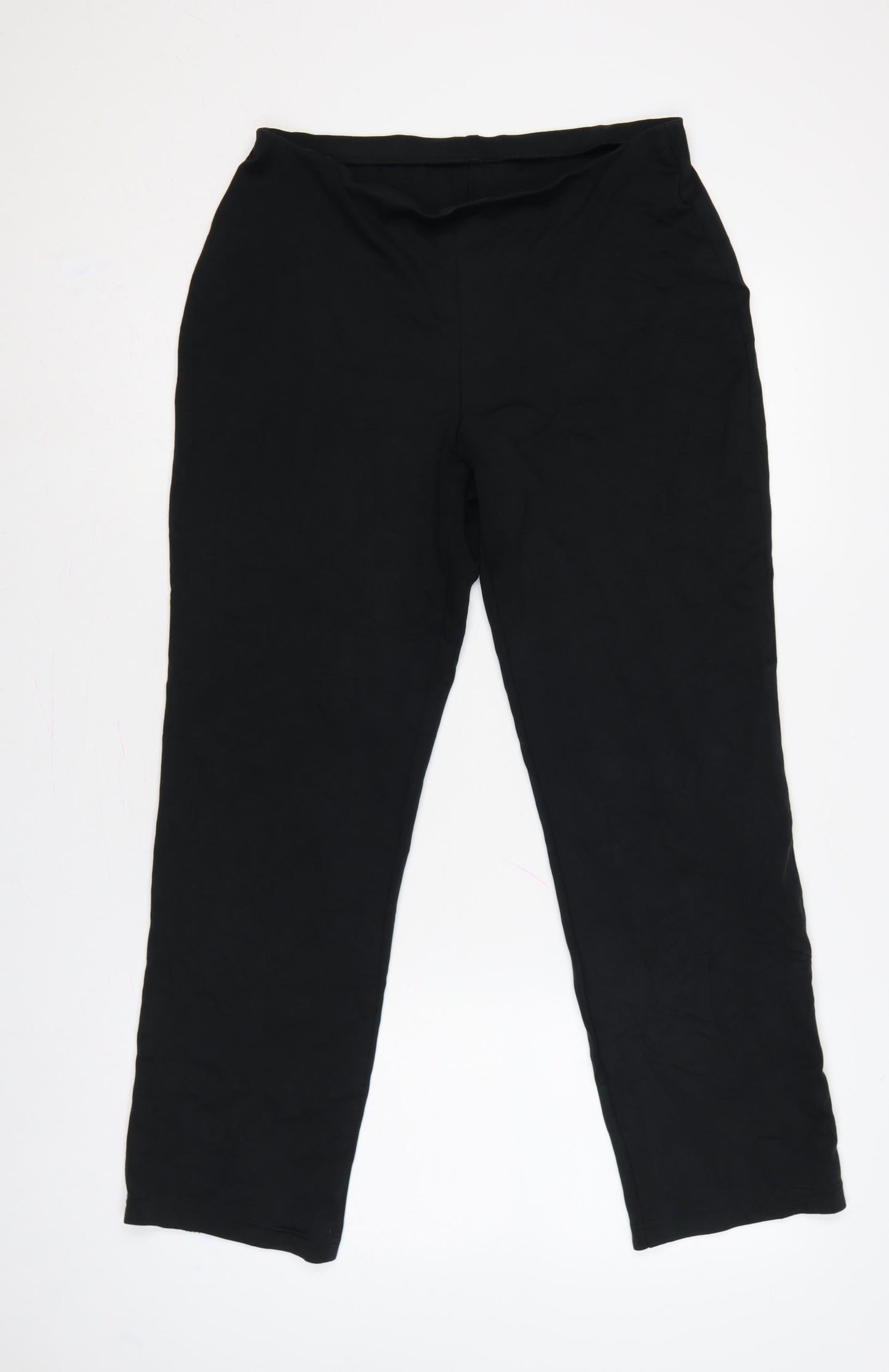 M&S Women’s Black Size 12 Short Straight Leg Stretch Trousers