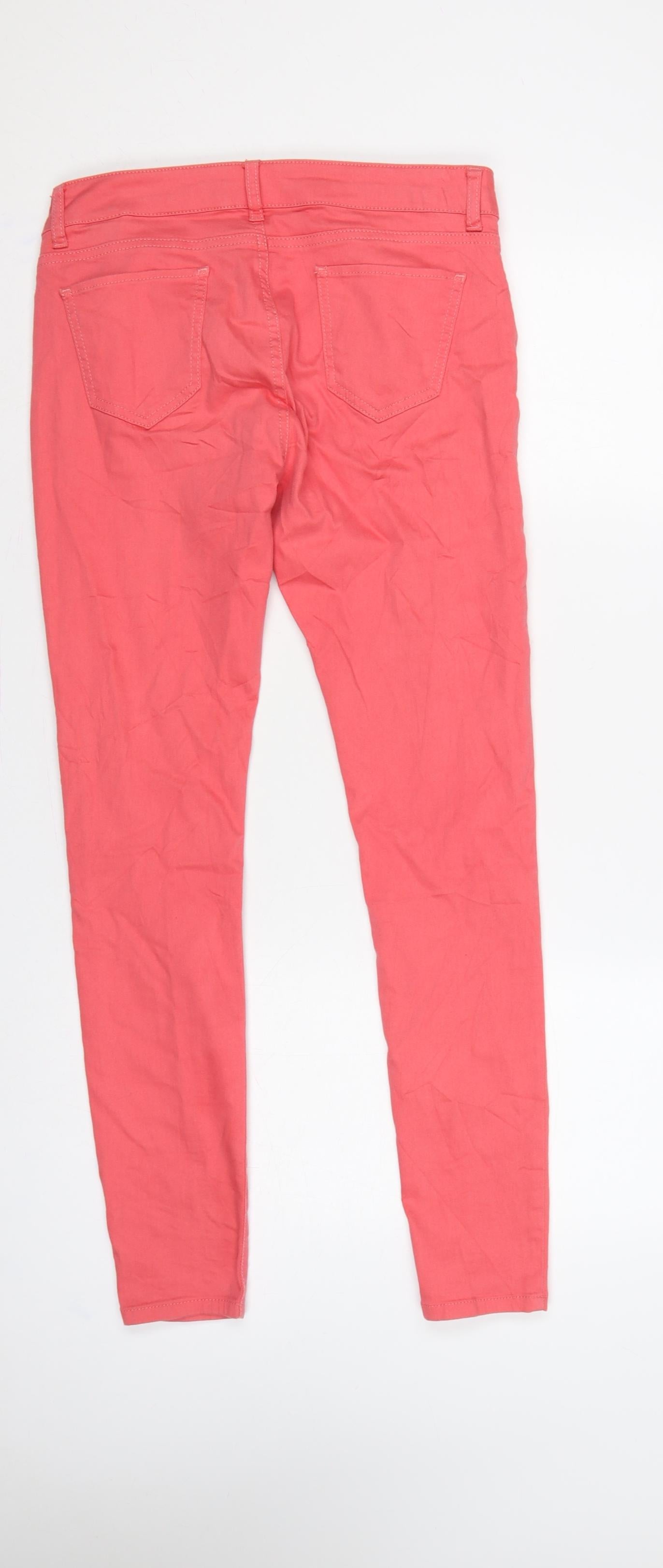 Marks & Spencer Women Pink UK 10 Skinny Stretch Jeans Zip Pockets