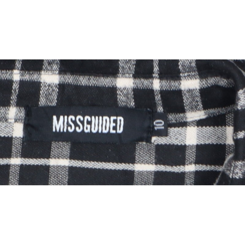 Missguided Women’s Black Plaid Long Sleeve Button-Up Shirt UK 10