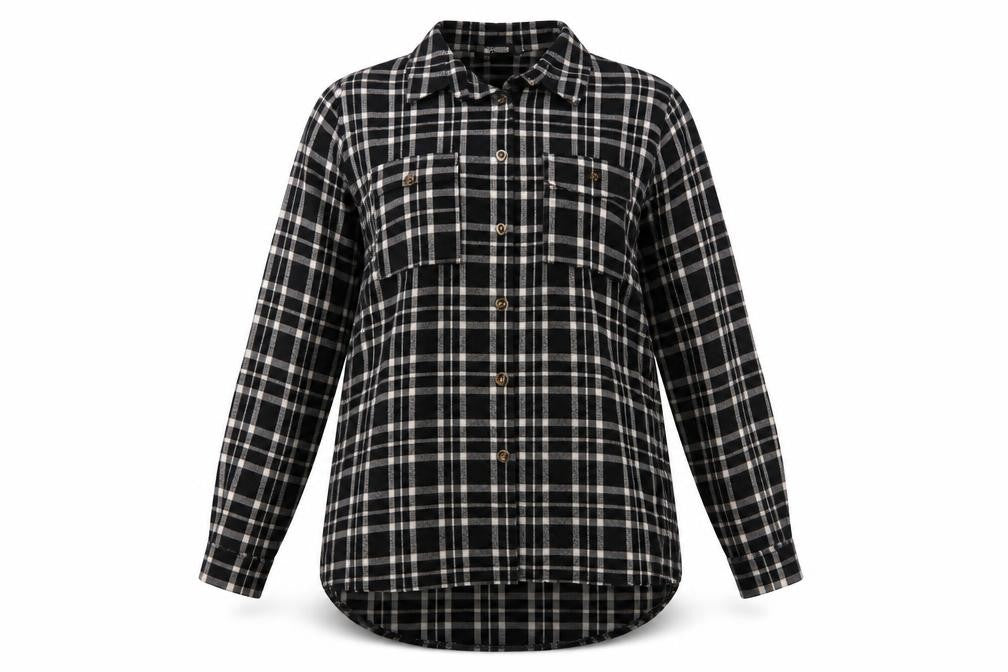 Missguided Women’s Black Plaid Long Sleeve Button-Up Shirt UK 10