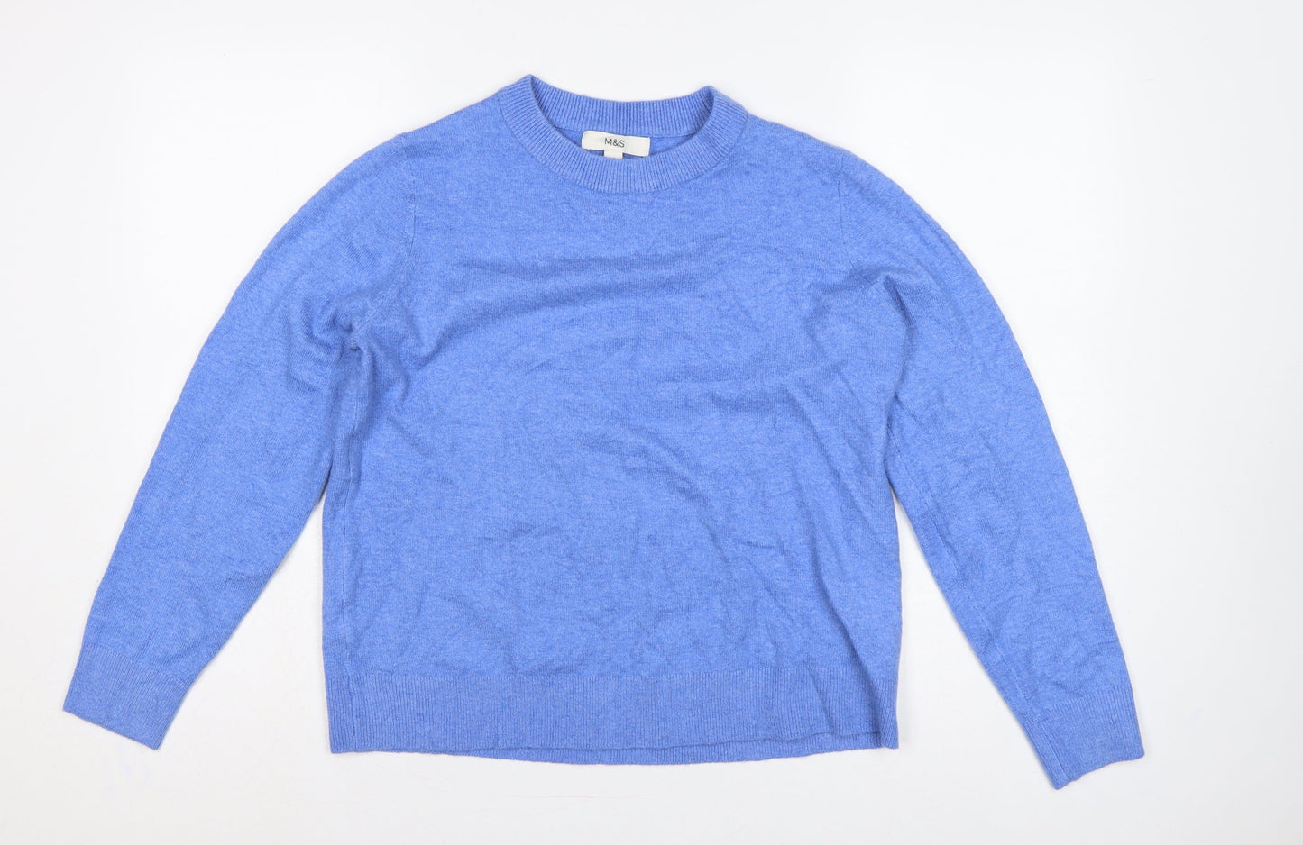 Marks and Spencer Womens Blue M Cashmere Blend Crew Neck Pullover
