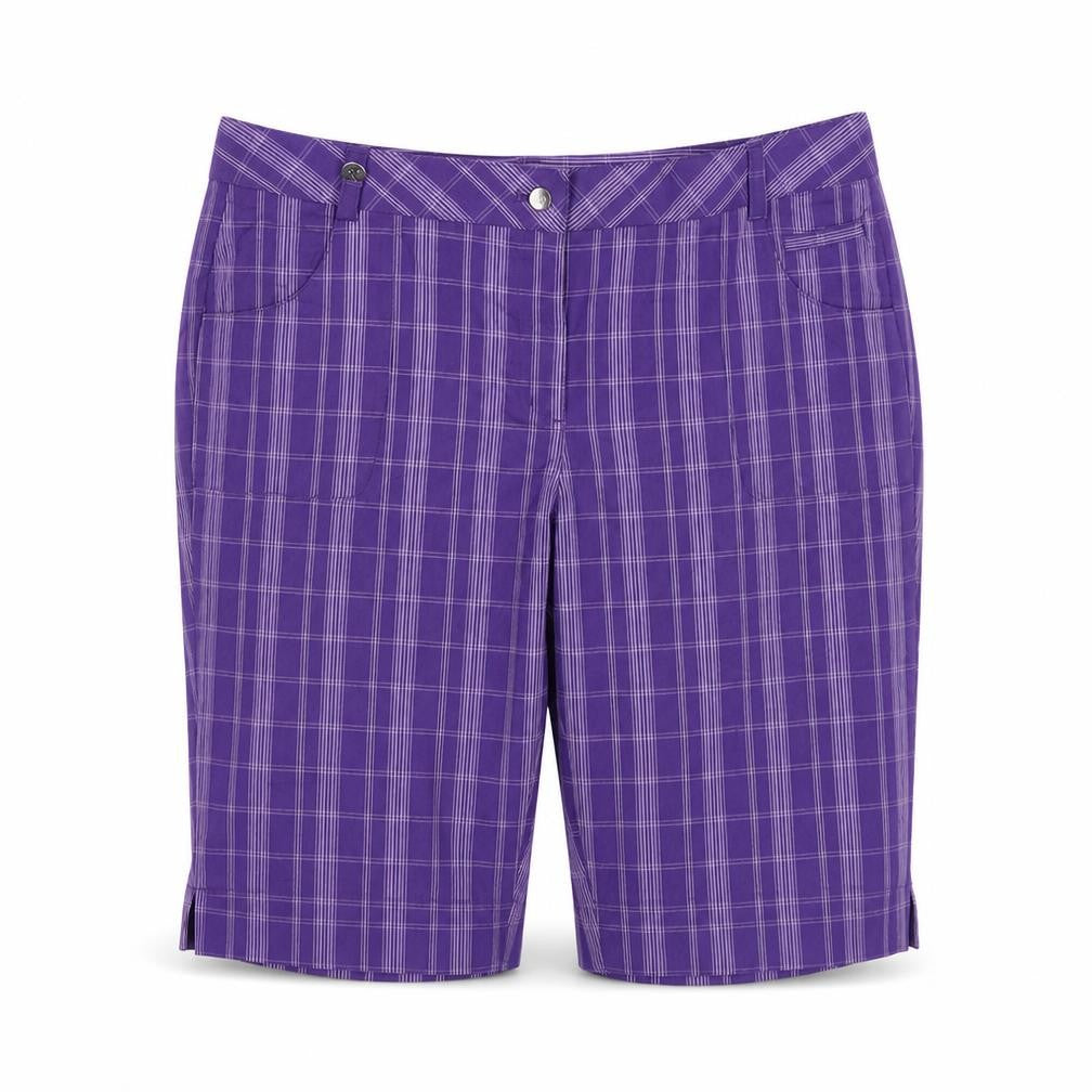 Calvin Klein Golf Women Purple Plaid Bermuda Shorts UK 16