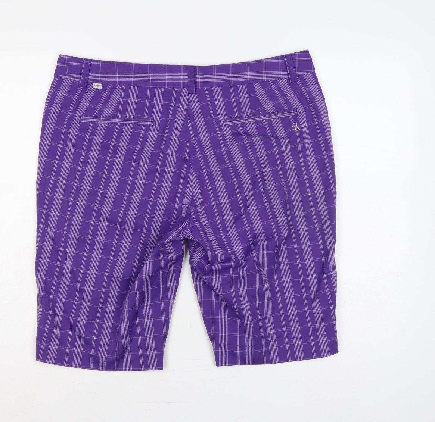 Calvin Klein Golf Women Purple Plaid Bermuda Shorts UK 16