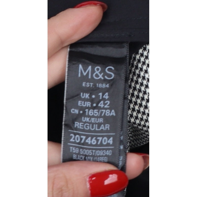 Marks and Spencer Autograph Women Grey Check Straight Trousers UK 14