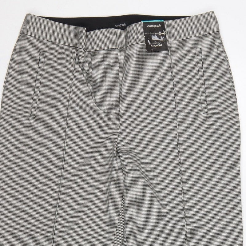 Marks and Spencer Autograph Women Grey Check Straight Trousers UK 14