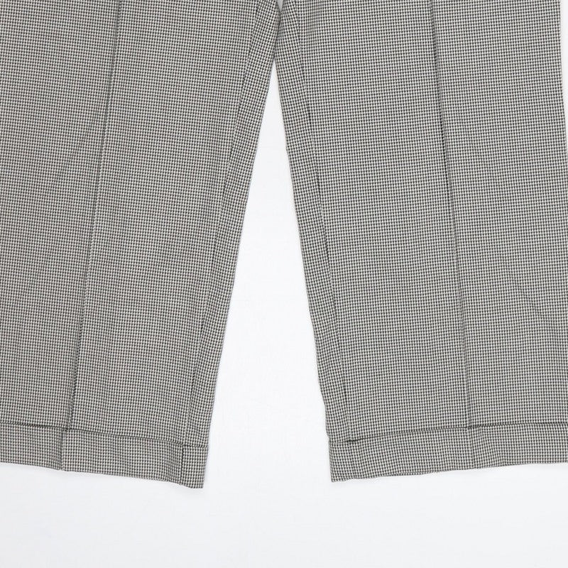 Marks and Spencer Autograph Women Grey Check Straight Trousers UK 14