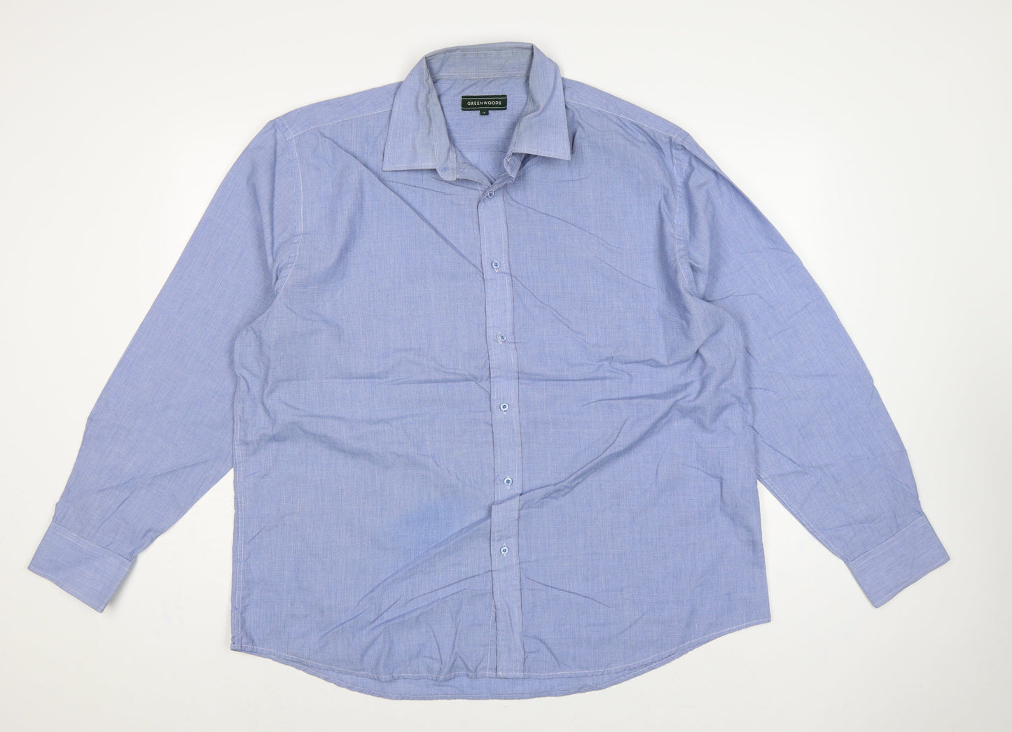 Greenwoods Men's Blue 18 Long Sleeve Check Button-Up Shirt