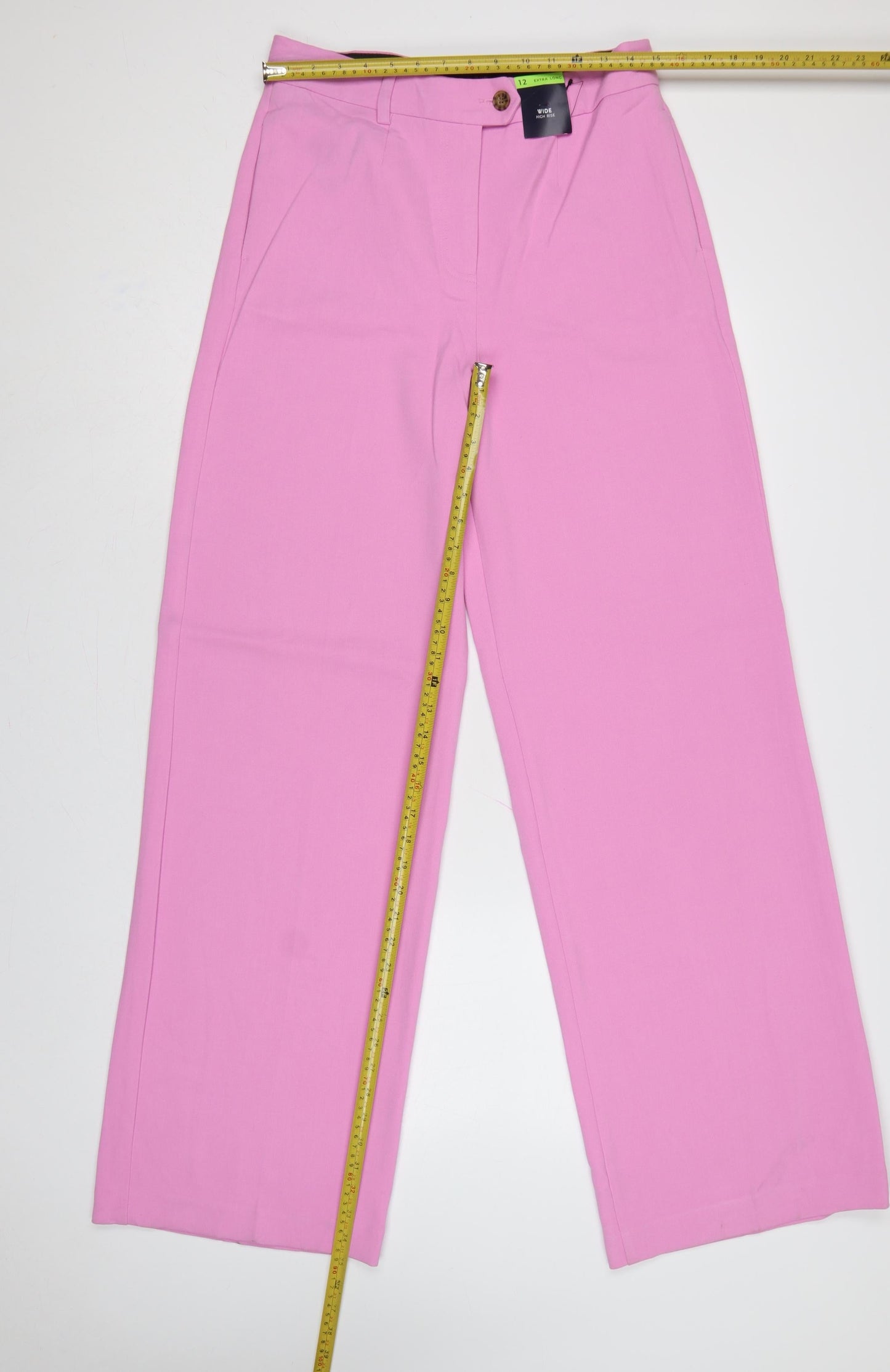 Marks and Spencer Women Pink Size 12 Tall Wide Leg High Rise Trousers