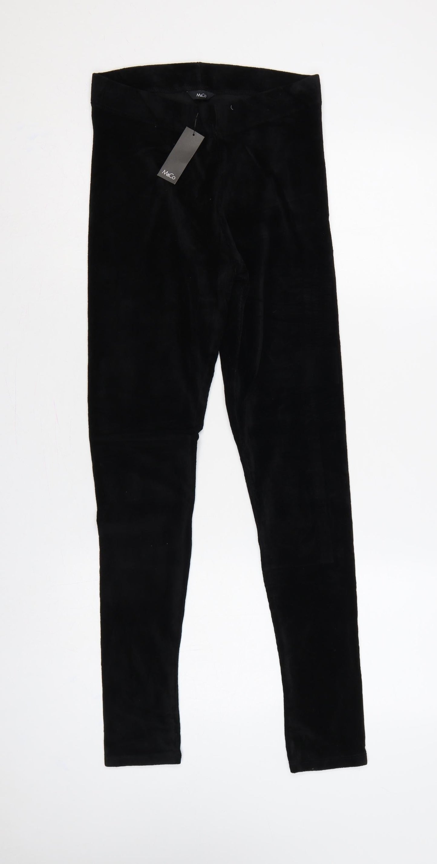 M&Co Women Black Size 10 Stretch Jersey Leggings Elastic Waist