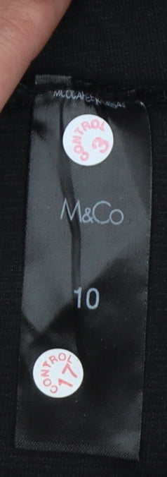 M&Co Women Black Size 10 Stretch Jersey Leggings Elastic Waist
