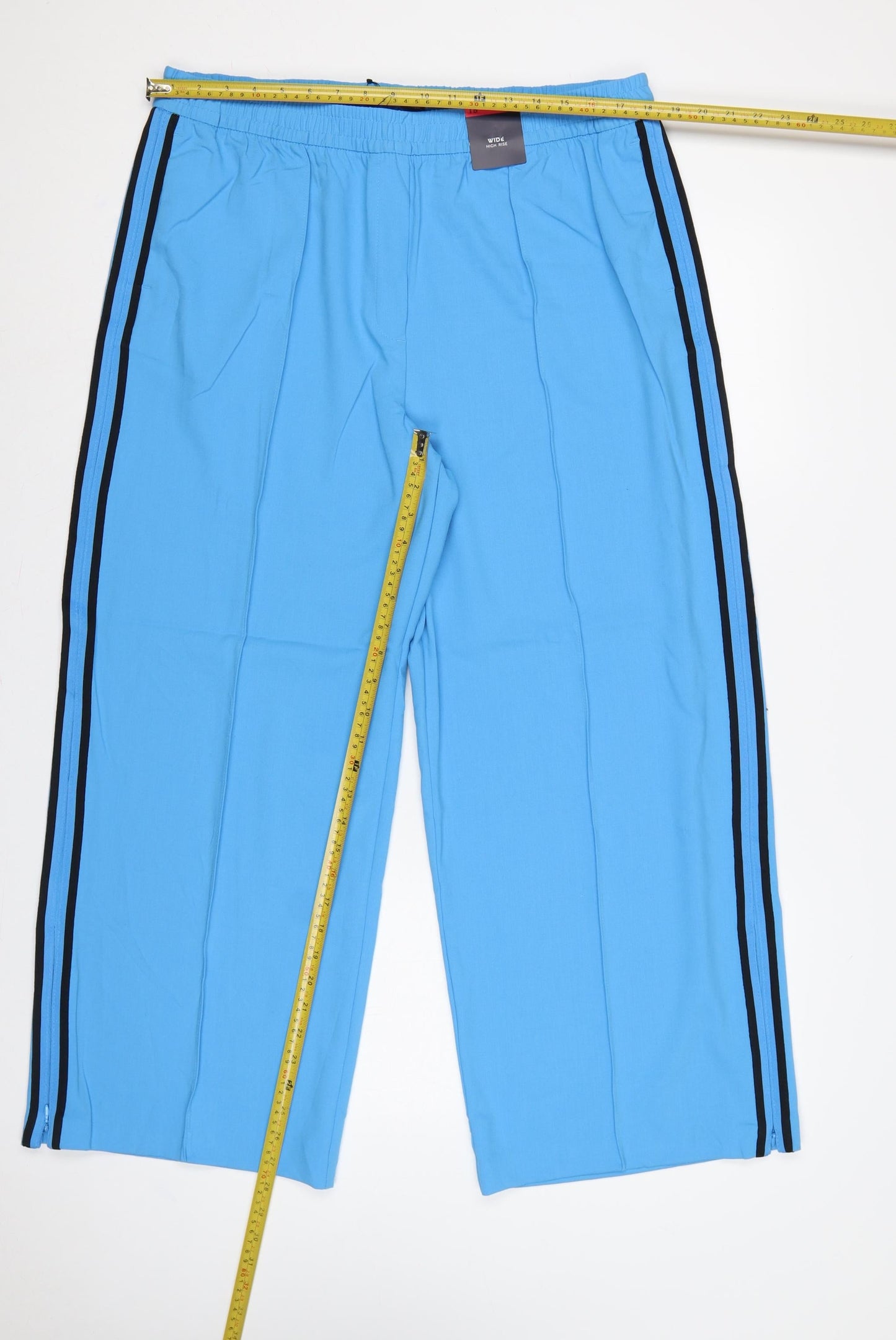 Marks & Spencer Women Blue Wide Leg High Rise Trousers UK 18 Short