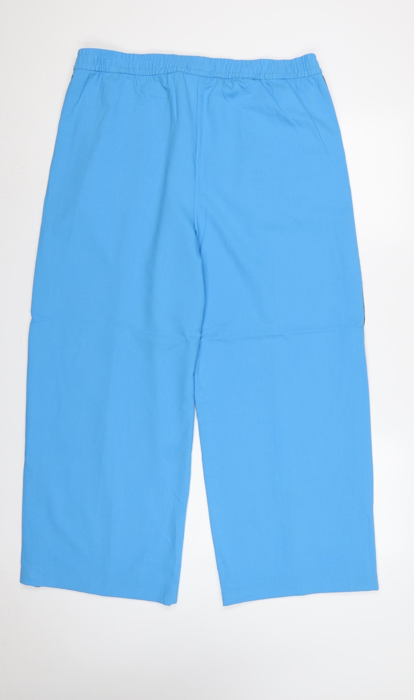 Marks & Spencer Women Blue Wide Leg High Rise Trousers UK 18 Short