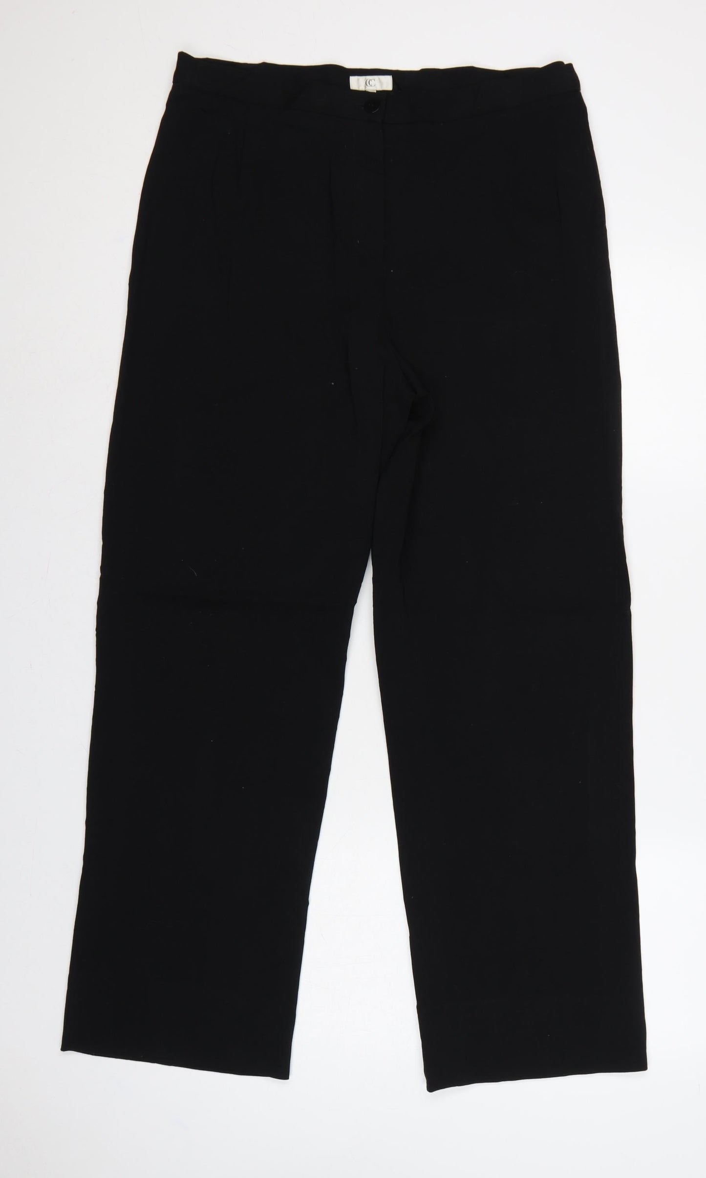 CC Women's Black UK 14 Wool Blend Straight Tailored Trousers