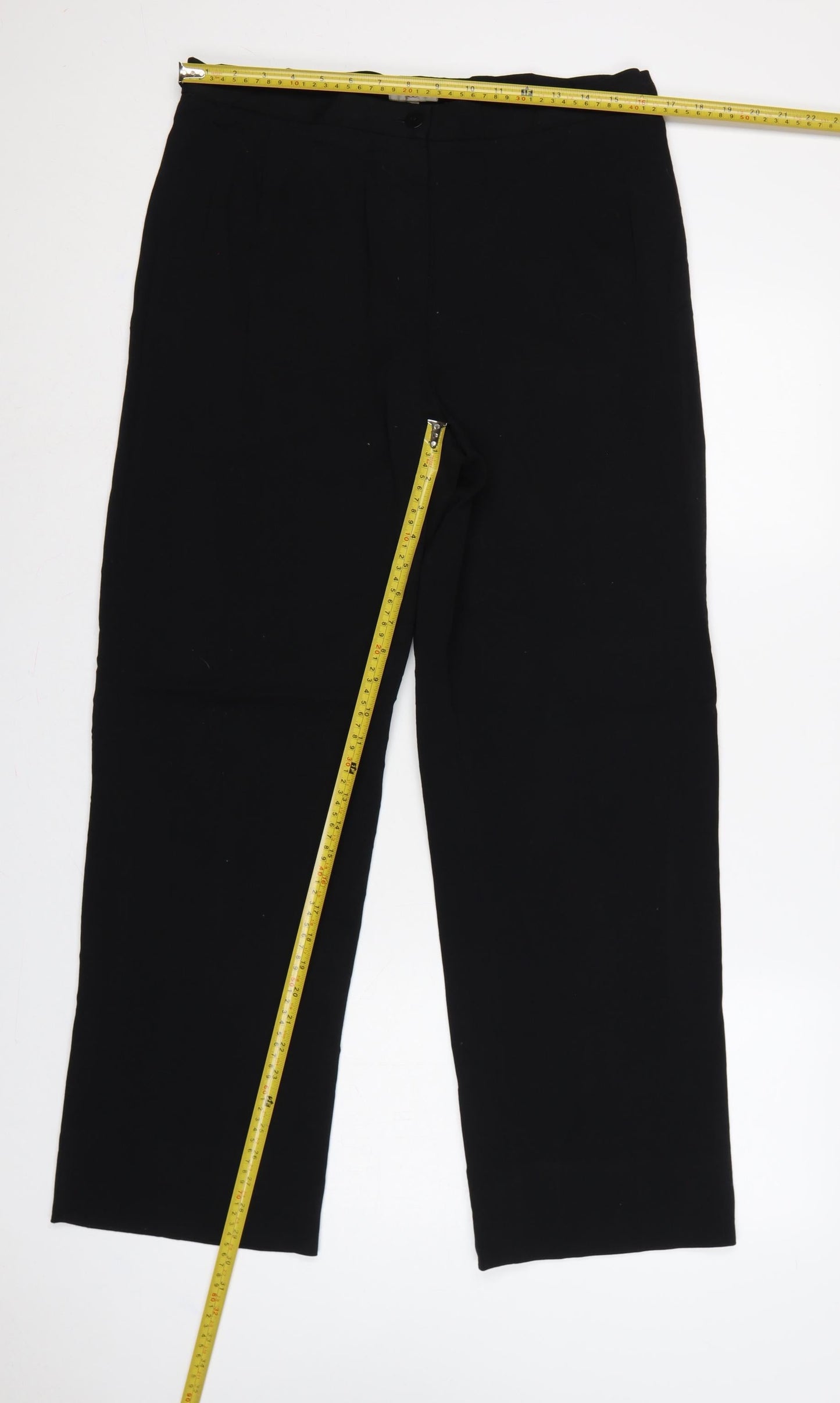 CC Women's Black UK 14 Wool Blend Straight Tailored Trousers