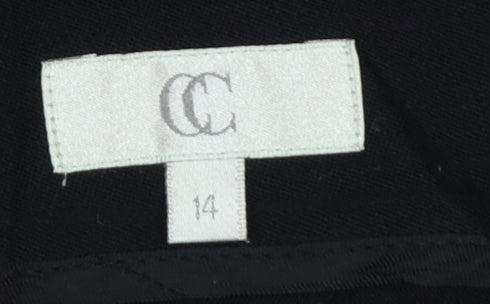 CC Women's Black UK 14 Wool Blend Straight Tailored Trousers