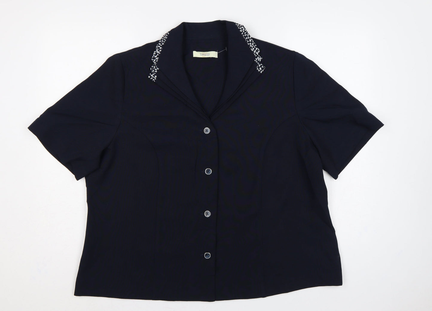 Classics Women’s Blue Size 22 Short Sleeve 4 Button Suit Jacket