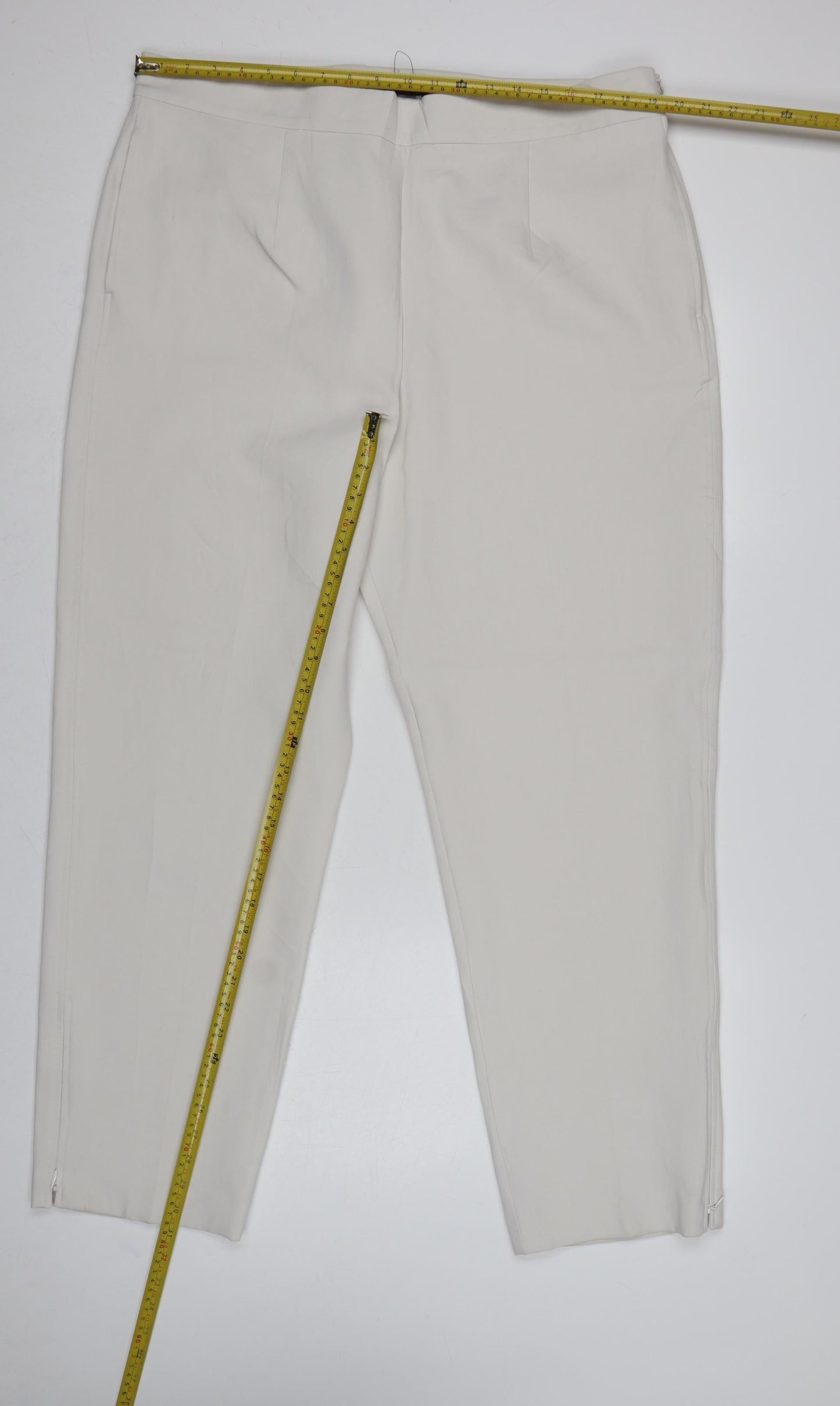 M&S Womens Ivory UK 20 Long Tapered Ankle Zip Tailored Trousers