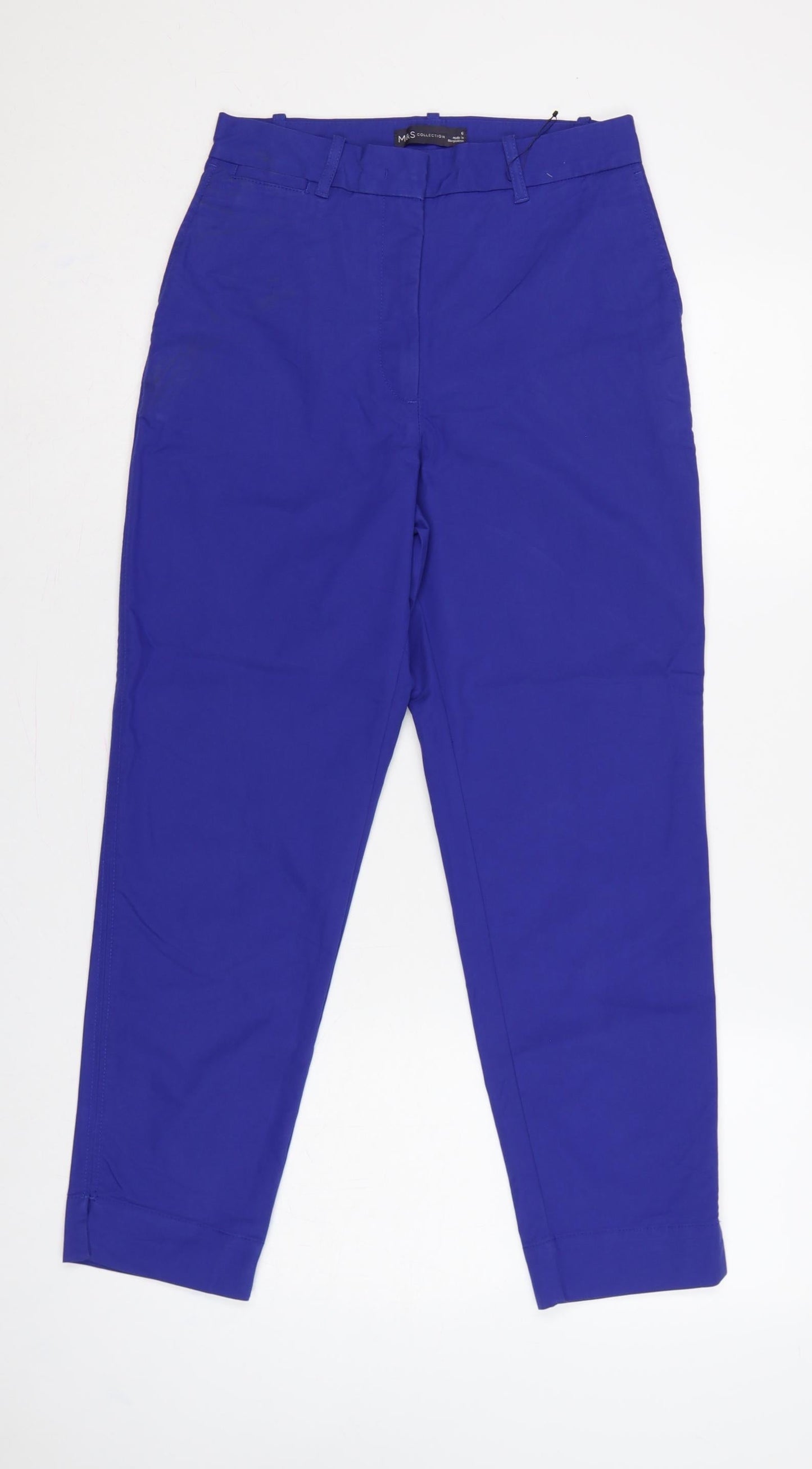 Marks and Spencer Women Blue UK 6 Short Tapered Smart Trousers