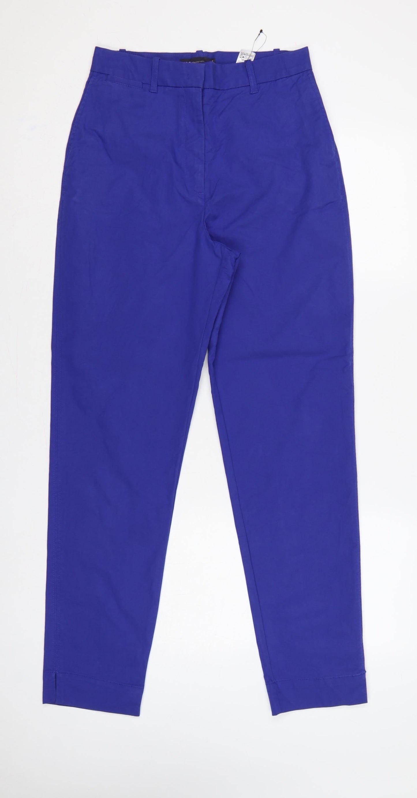 Marks and Spencer Women Blue UK 8 Long Tapered Chino Trousers Pockets