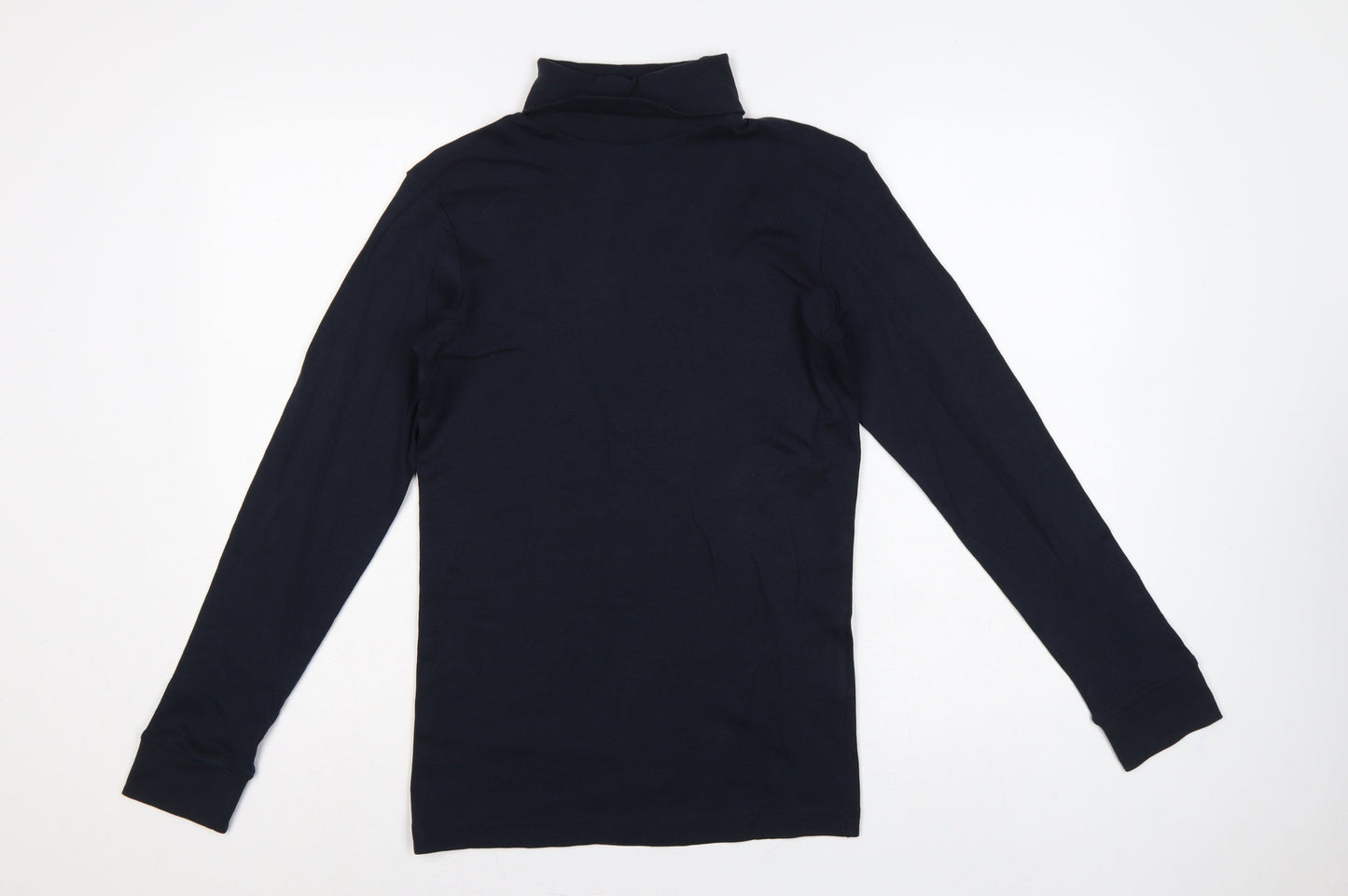 Cotton Traders Men’s Navy Blue Small Long Sleeve High Neck Cotton T-Shirt