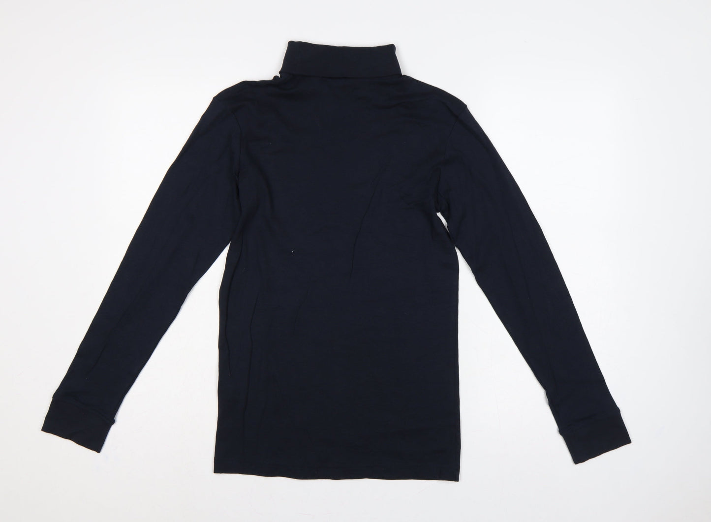 Cotton Traders Men’s Navy Blue Small Long Sleeve High Neck Cotton T-Shirt