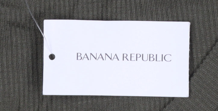 Banana Republic Women Green L Basic Modal Long Sleeve Crew Neck T-Shirt