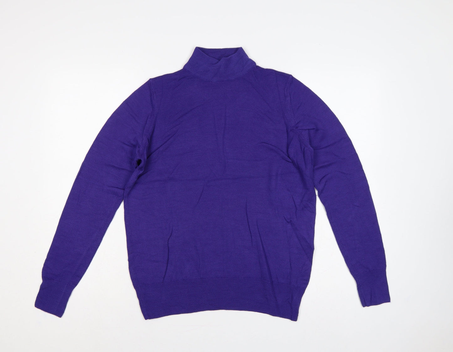 Marks and Spencer Women Purple UK 12 Wool Roll Neck Pullover Jumper