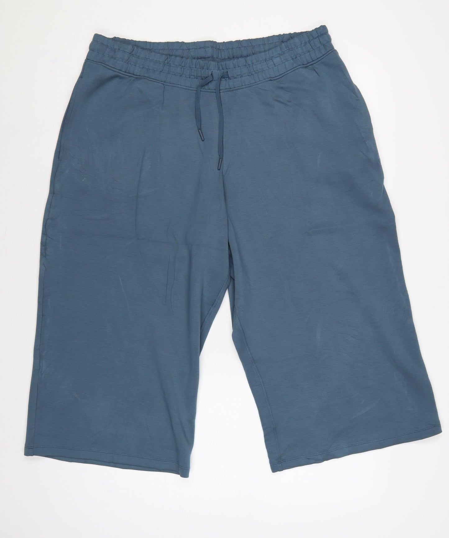Marks and Spencer Women's Blue UK 18 Cropped Wide Leg Trousers
