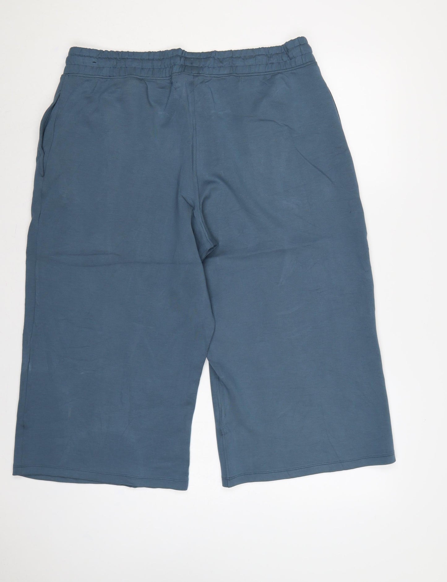 Marks and Spencer Women's Blue UK 18 Cropped Wide Leg Trousers