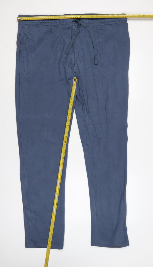 Marks and Spencer Men Blue 2XL Long Regular Fit Jogger Trousers