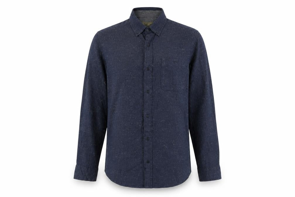 Next Men Blue L Long Sleeve Button Down Cotton Blend Shirt