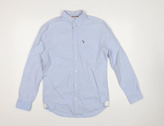 Jack Wills Men Blue XS Slim Fit Cotton Oxford Button-Up Shirt Logo