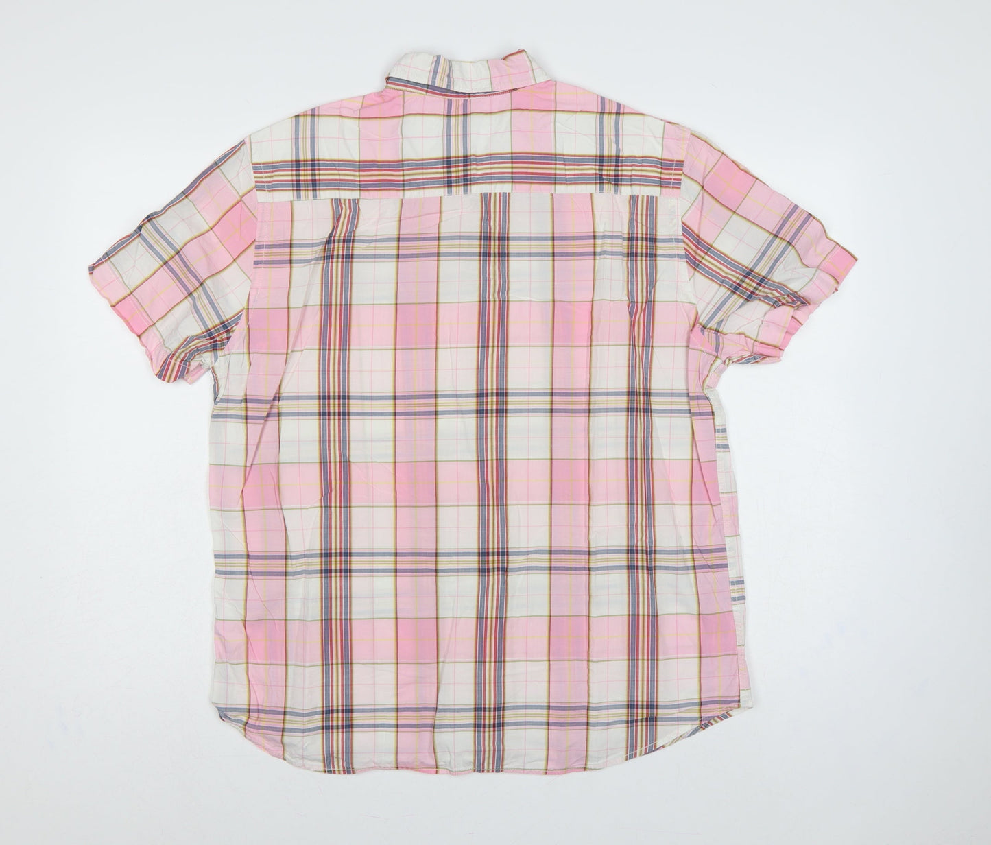 Jasper Conran Men Pink L Plaid Short Sleeve Button-Up Casual Shirt