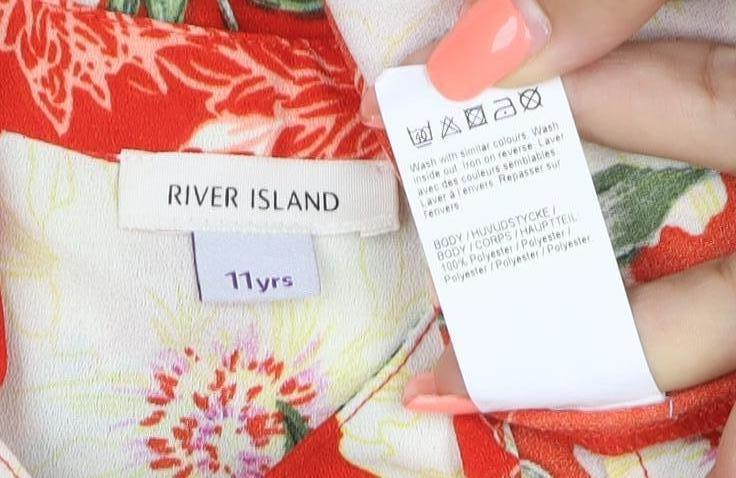 River Island Girls Red Floral Playsuit Age 11 Years Button Front