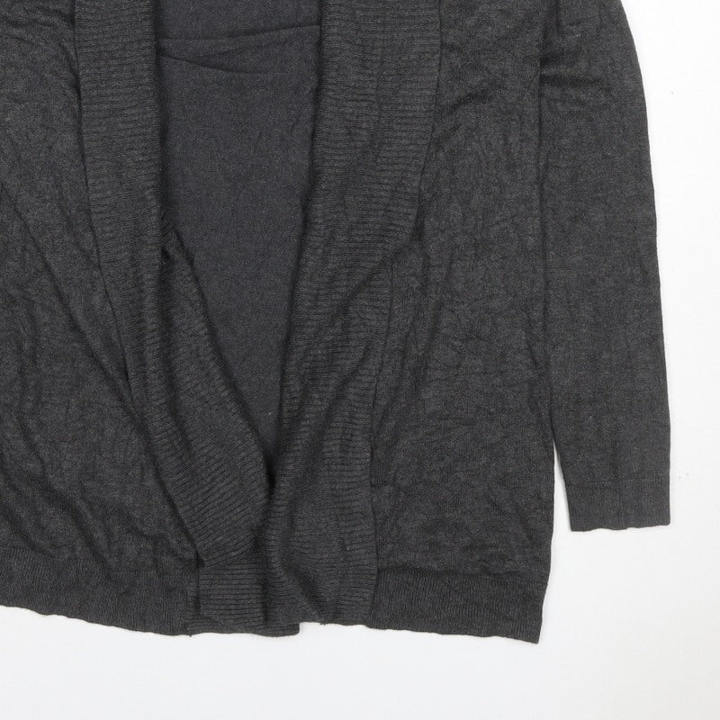 MNG Women’s Grey Open Cowl Neck Long Sleeve Knit Cardigan Size M
