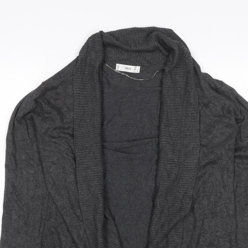 MNG Women’s Grey Open Cowl Neck Long Sleeve Knit Cardigan Size M