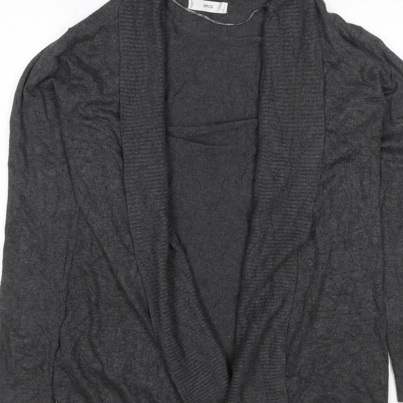 MNG Women’s Grey Open Cowl Neck Long Sleeve Knit Cardigan Size M