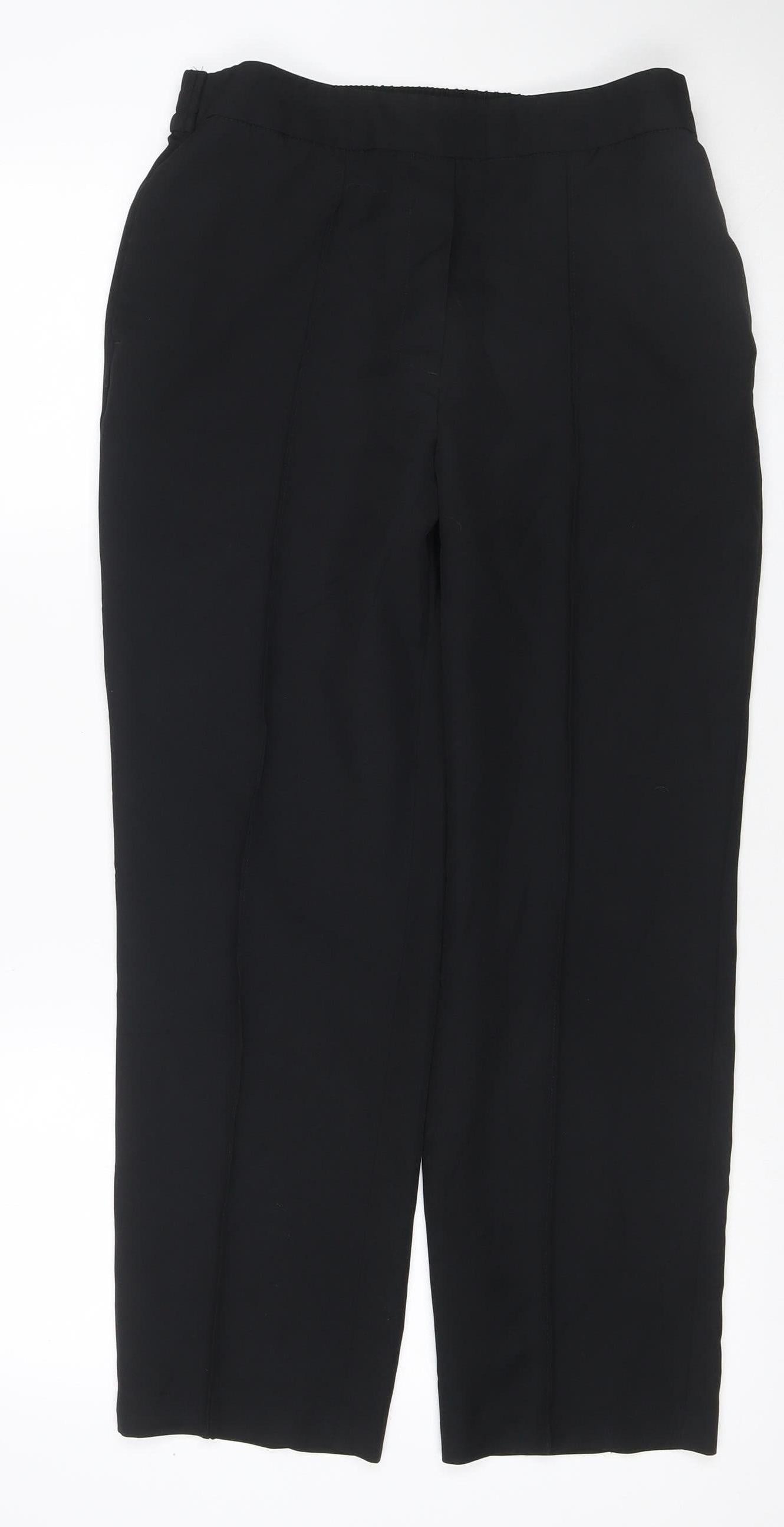 Marks and Spencer Women Black UK 12 Short Tapered Elastic Waist Trousers