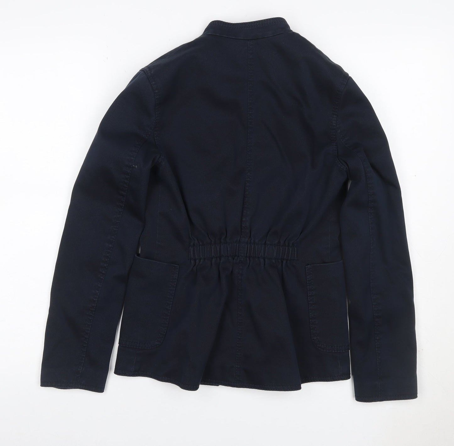 H&M Women’s Navy Military Jacket UK 4 Cotton Gold Snap Buttons