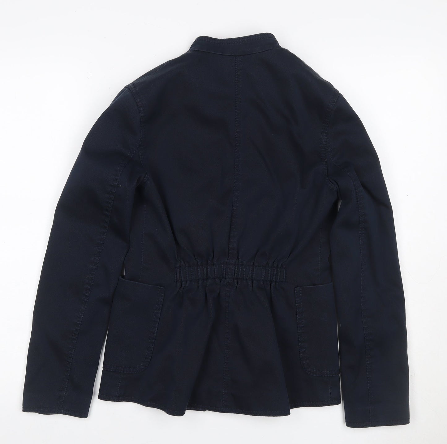 H&M Women’s Navy Military Jacket UK 4 Cotton Gold Snap Buttons