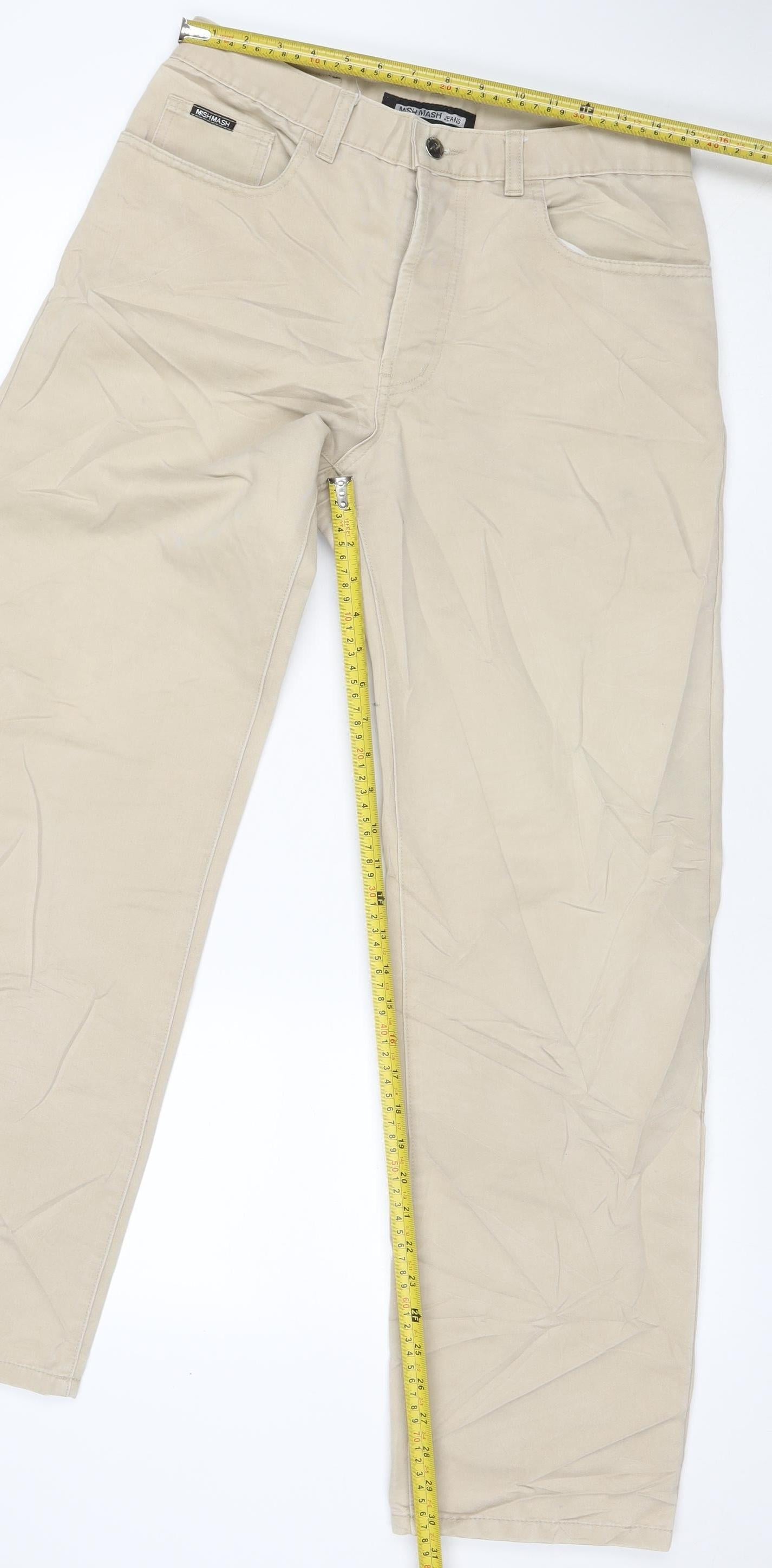 Mish Mash Men’s Beige Straight Jeans W32 Regular Cotton Blend