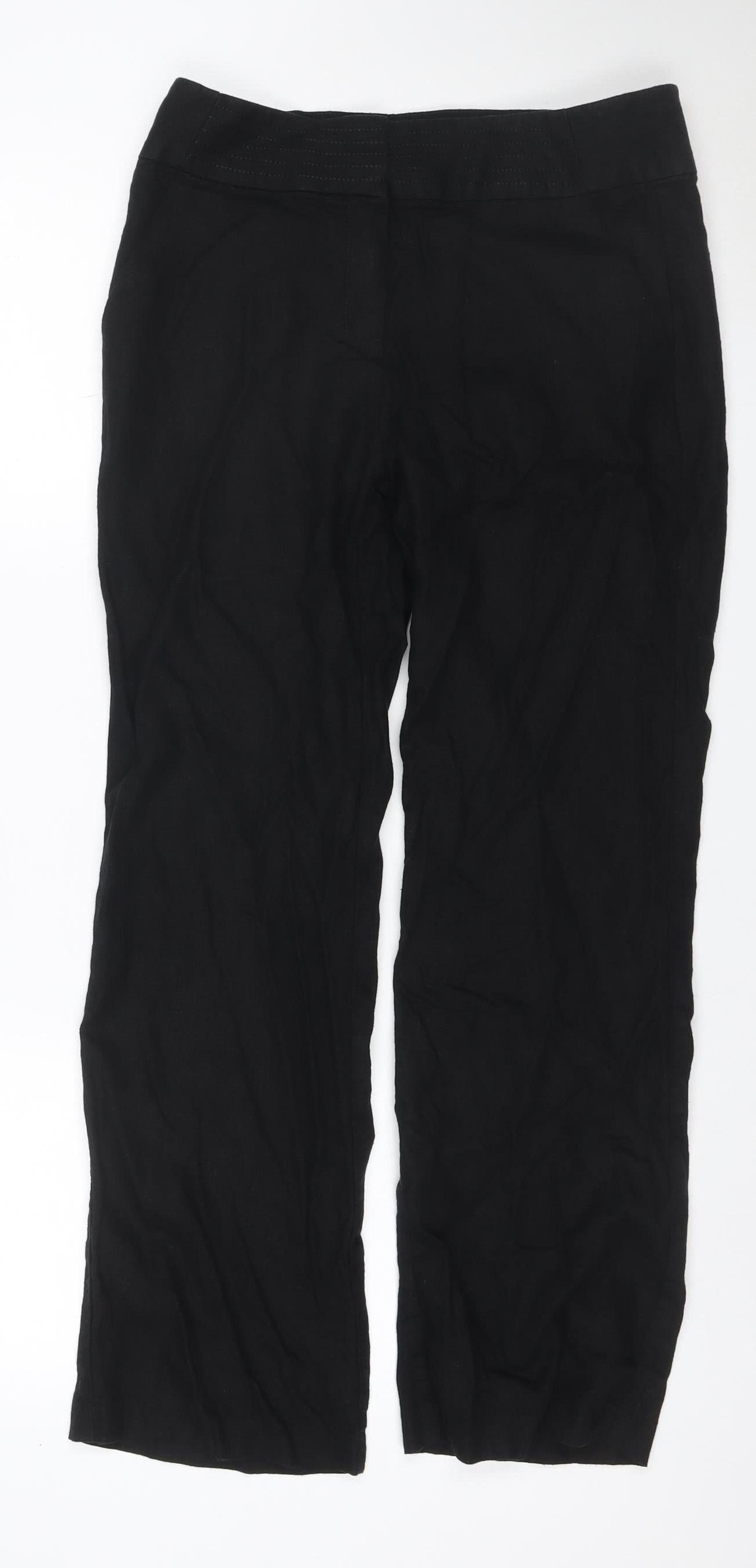 M&S Womens Black Size 10 Stretch Jersey Straight Leg Trousers