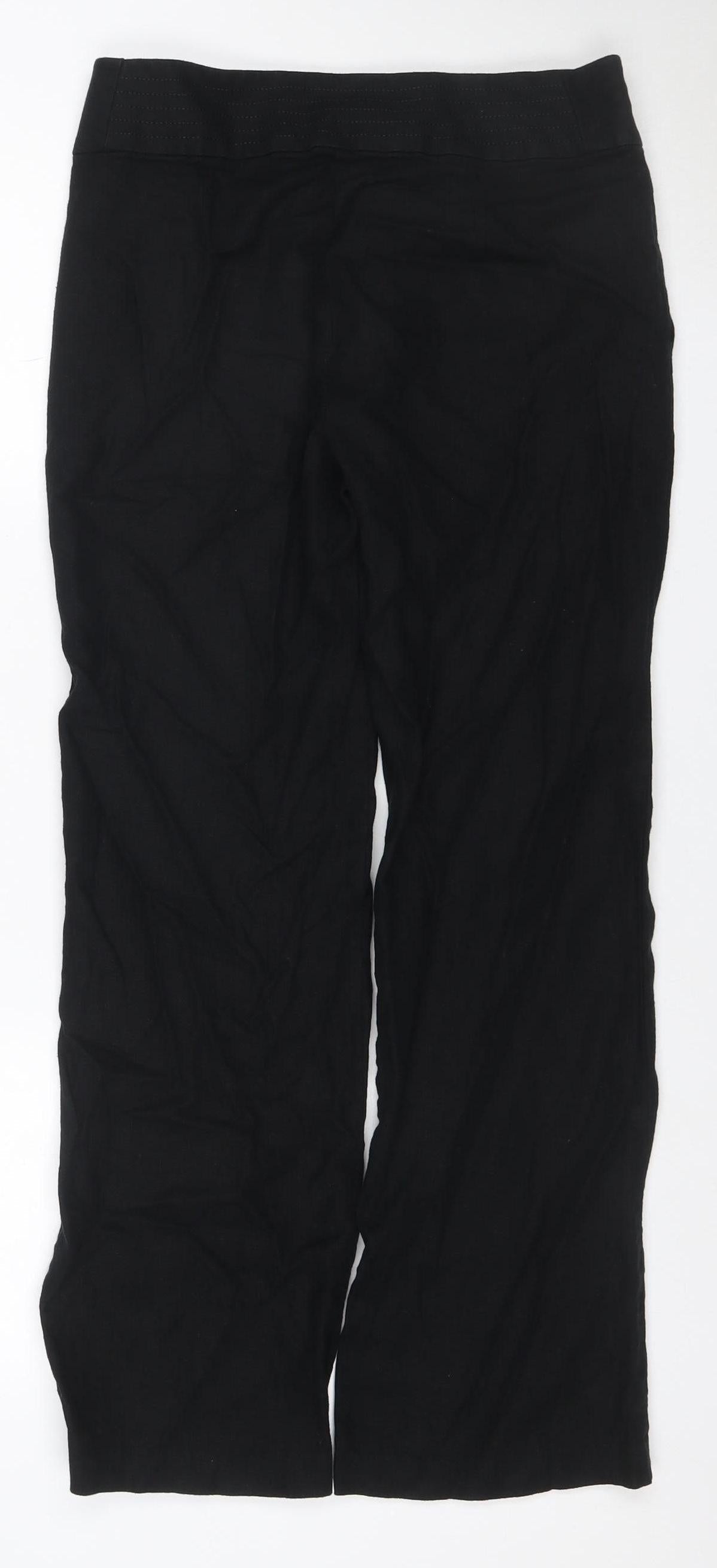M&S Womens Black Size 10 Stretch Jersey Straight Leg Trousers