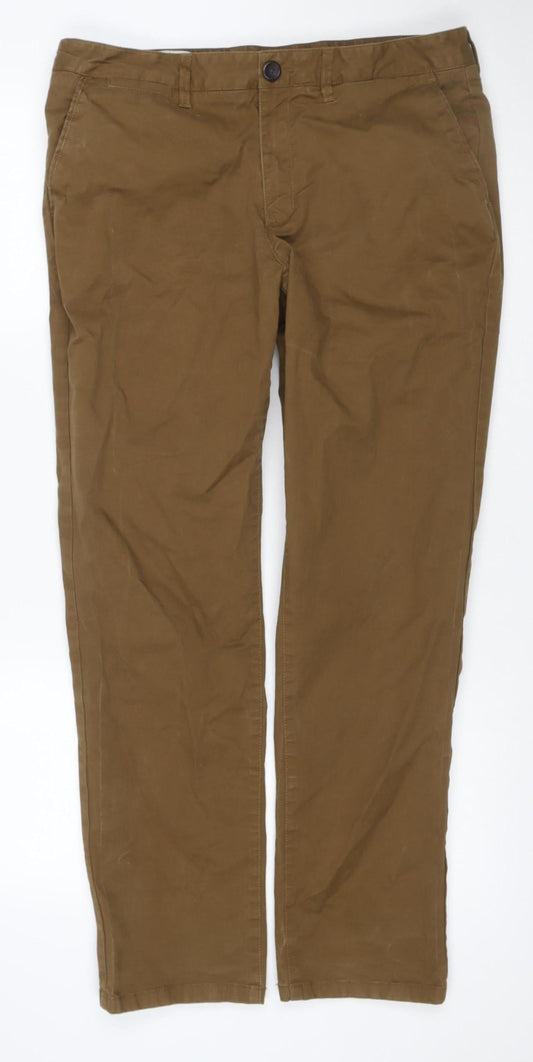 Racing Green Men’s Brown 34R Straight Fit Cotton Chino Trousers