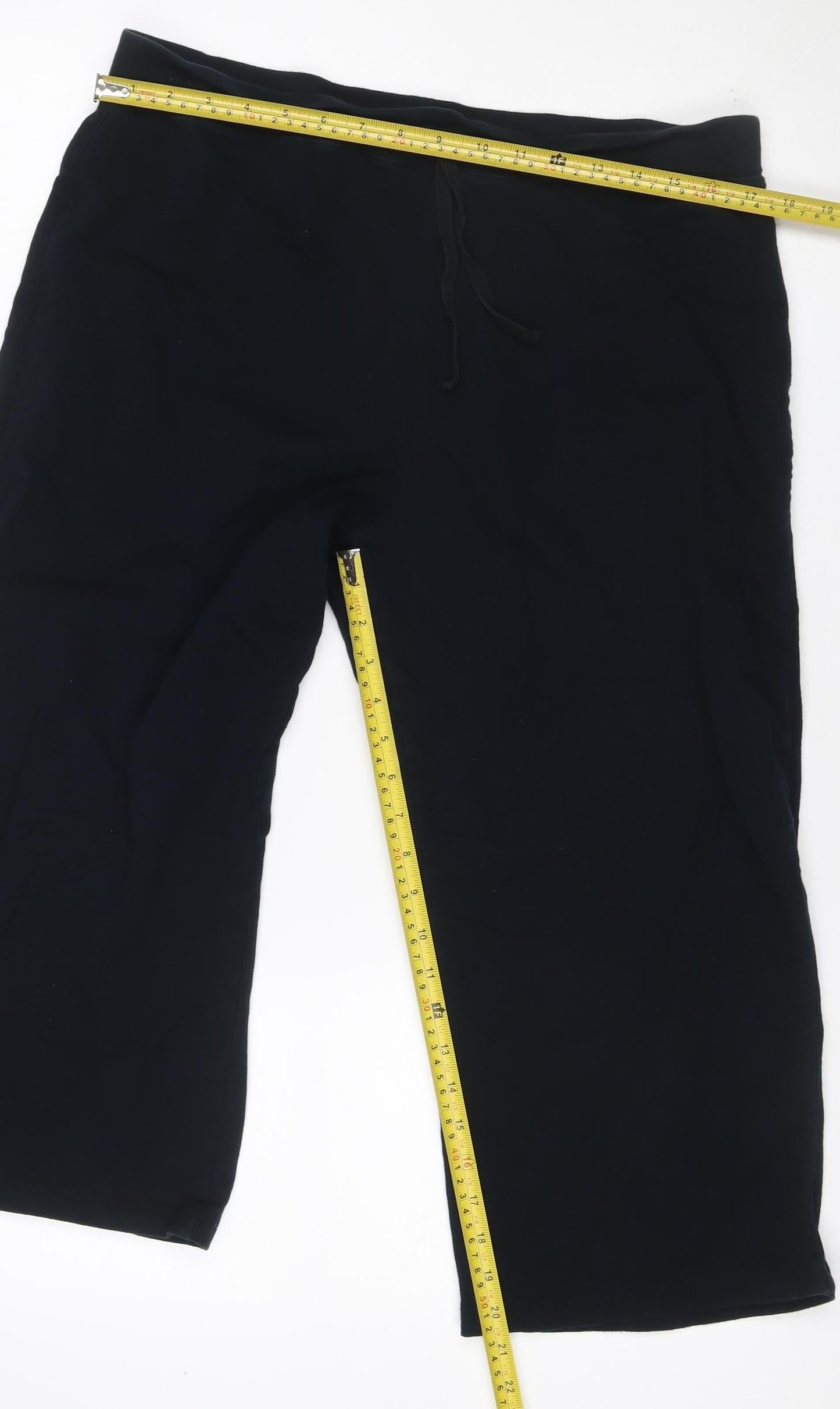 Marks and Spencer Women Black UK 18 Sweatpants Drawstring Cotton