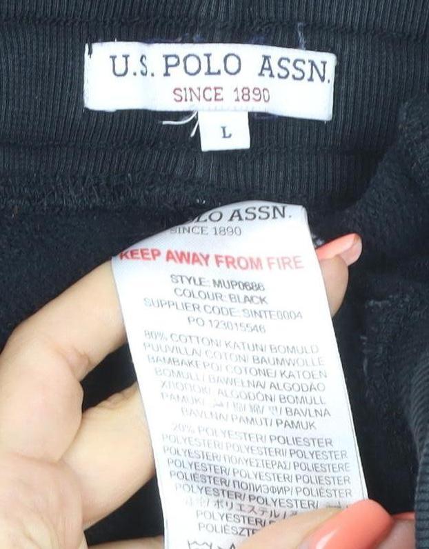 U.S. Polo Assn. Men’s Black L Jogger Sweatpants Cotton Blend