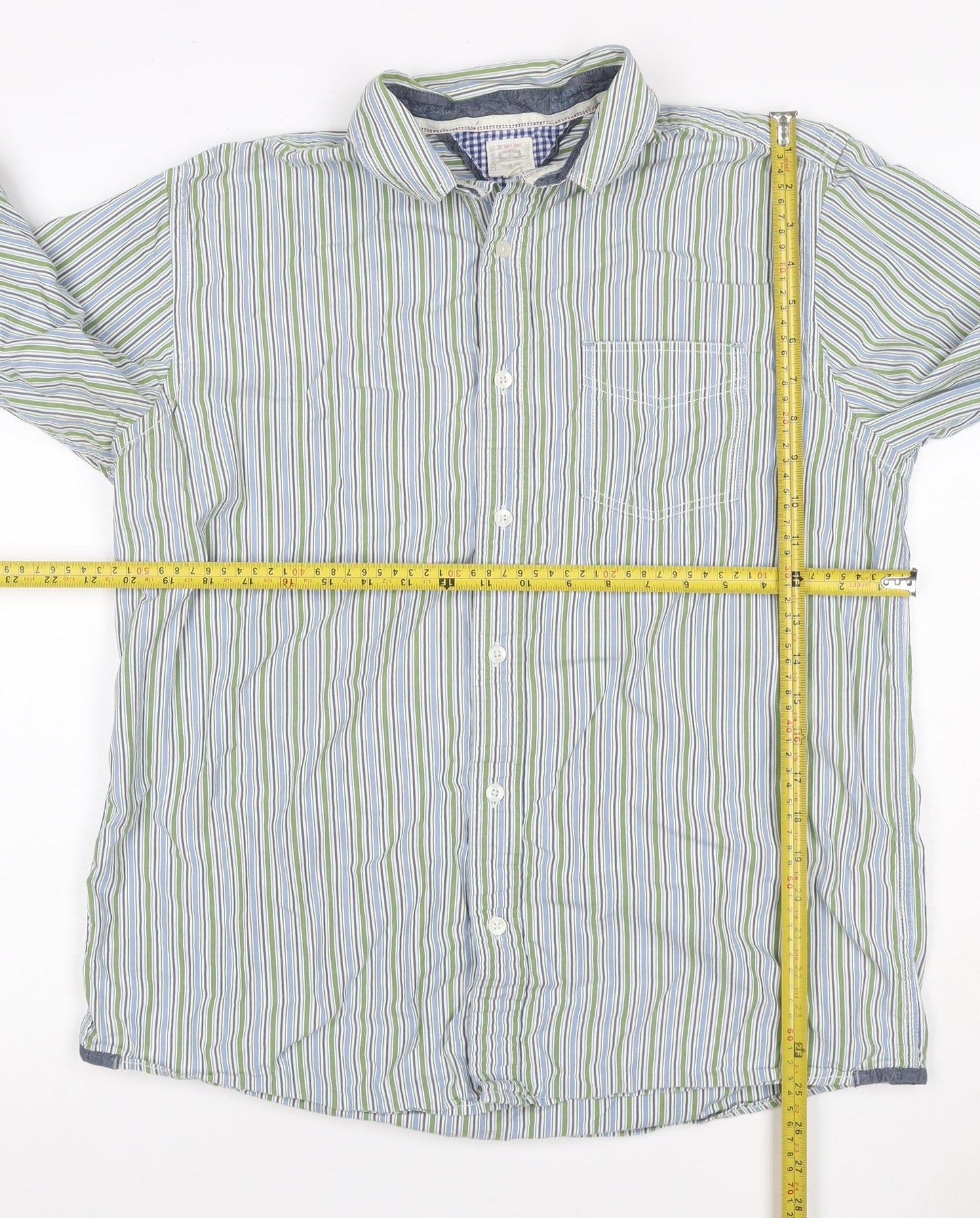 Tessera Men's Multicoloured Stripe Cotton Long Sleeve Shirt L Tailored