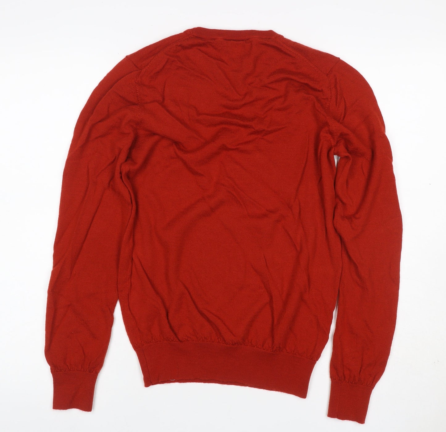 Reiss Men’s Red Medium 100% Wool Crew Neck Fine Knit Pullover Jumper