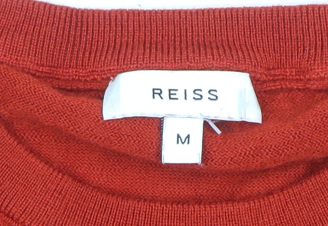 Reiss Men’s Red Medium 100% Wool Crew Neck Fine Knit Pullover Jumper